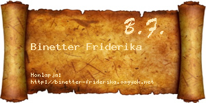 Binetter Friderika névjegykártya